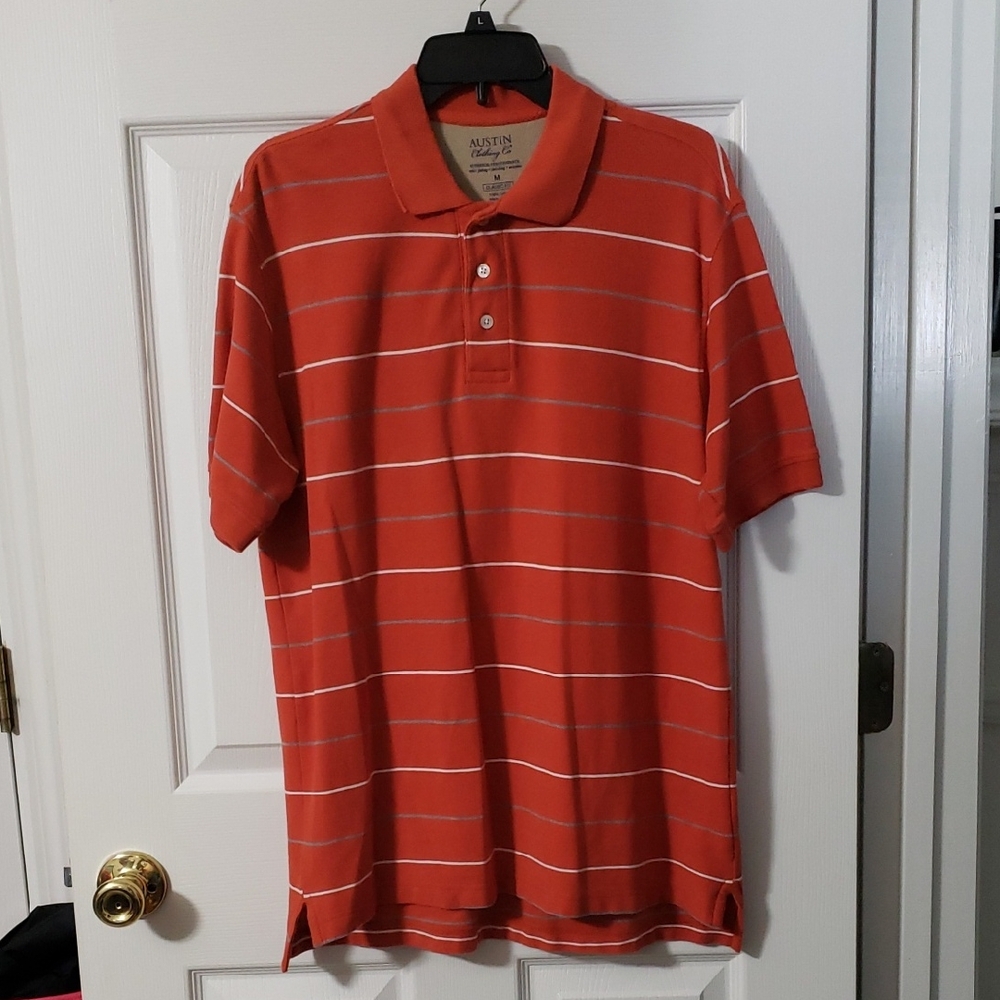 Austin Clothing Co. Men's Orange Striped Polo Shirt
